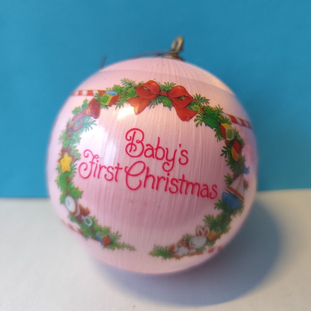 3/$25💙Baby’s First Christmas Satin Ornament Ball pink